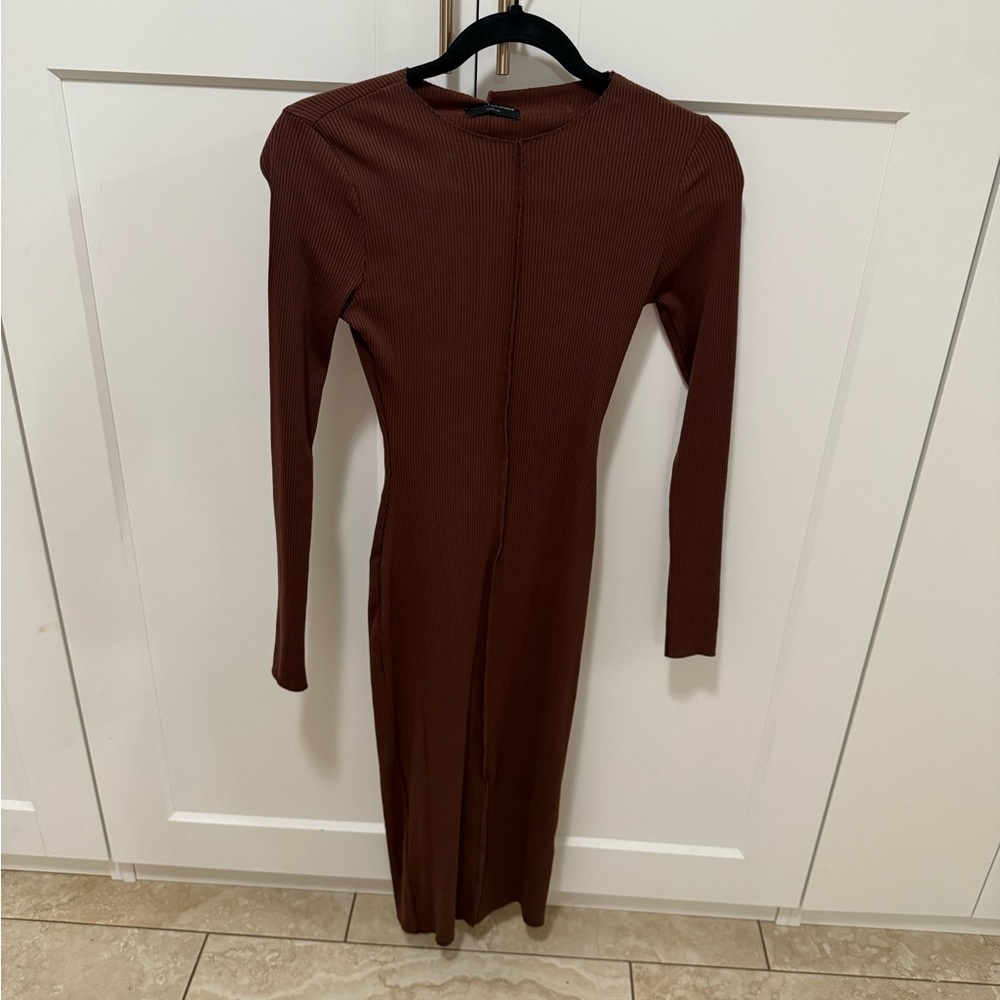 Naked Wardrobe Chocolate Long Sleeve Dress